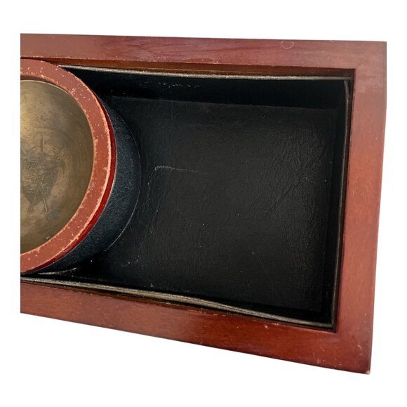 Bombay Company 2005 Wooden Desk Organizer with Brass Emblem Bowl – Mahogany Fini - Picture 4 of 9